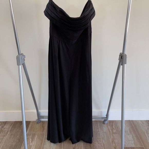 Brandon Maxwell Black Strapless Wide Leg Jumpsuit Gown Satin Trimmed Crepe - Picture 9 of 15